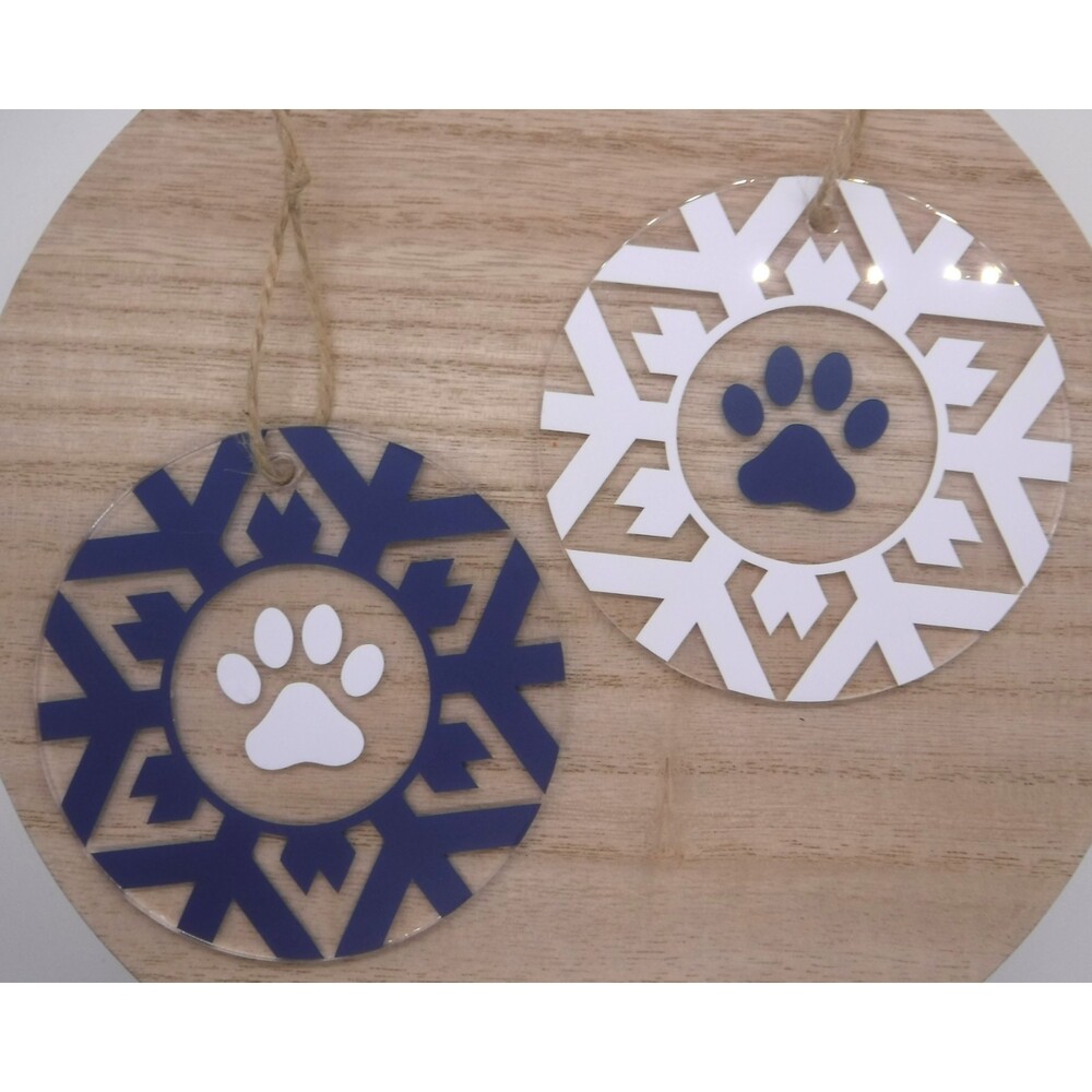 Ornament Acrylic w/ Snowflake Vinyl Decals